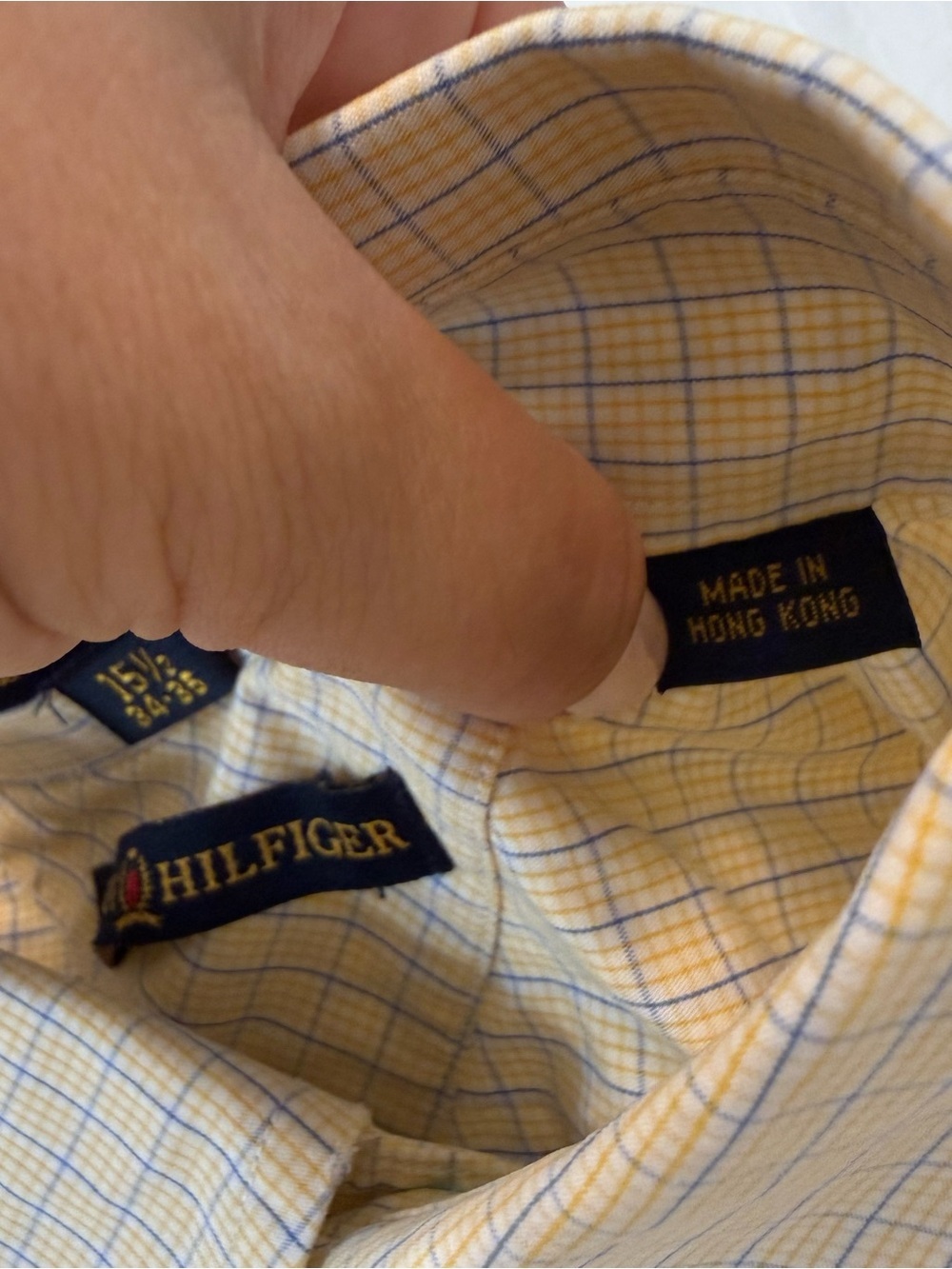 Vintage Tommy Hilfiger American Classics Dress Shirt Yellow/Blue Check - Picture 11 of 15